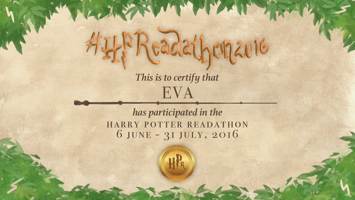 HPReadathon's tweet photo. Thank you for participating in the #HPReadathon2016, Eva (@eva_loompa)! Hope to see you again next year. https://t.co/4gXZhGBYyj
