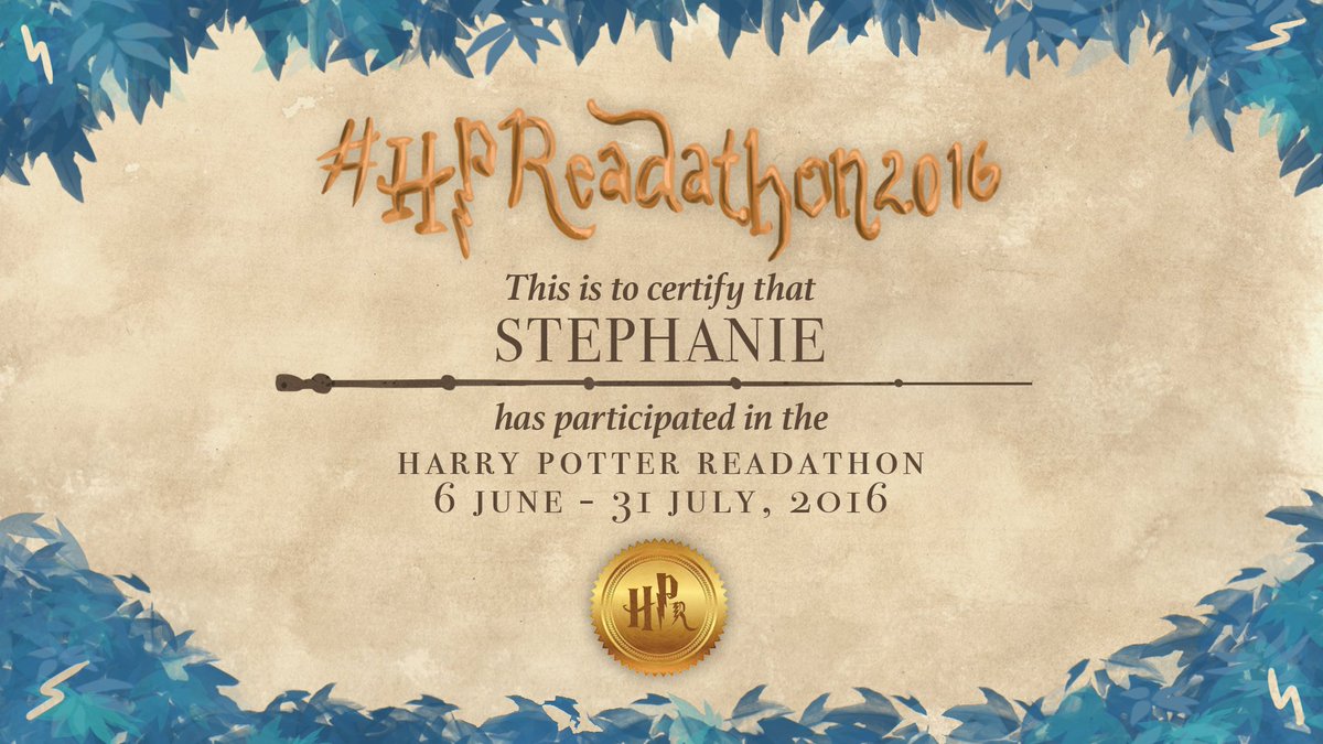 HPReadathon's tweet photo. Thank you for participating in the #HPReadathon2016, Stephanie (@Stephanie_Sass1)! Hope to see you again next year. https://t.co/xYDKQkuY2z