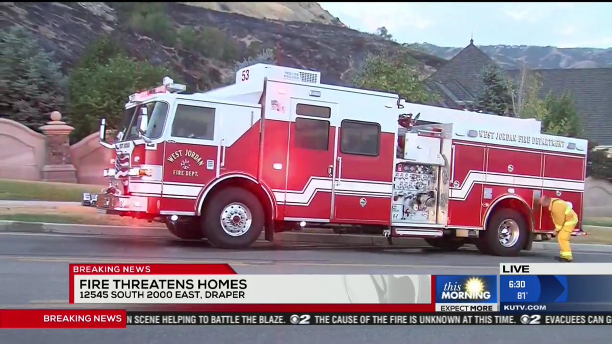 JeremyHarrisTV's tweet photo. NOW: @FireAuthority says evacuations could remain in place all day. They are concerned about winds. @KUTV2News https://t.co/xYspqk9yCM