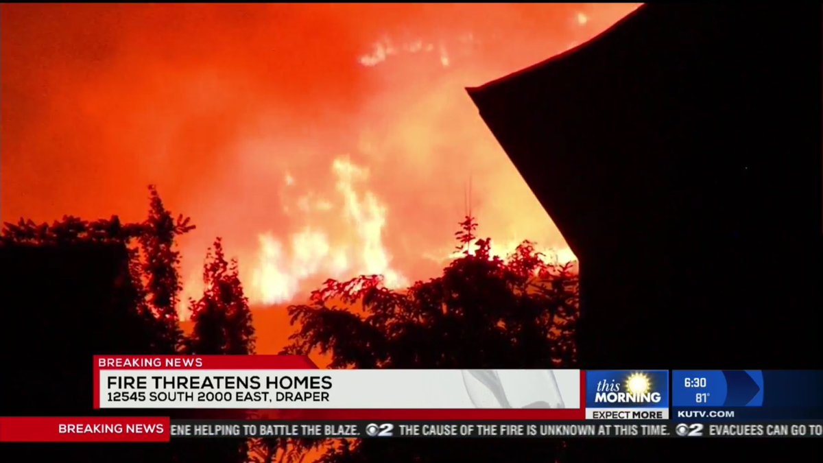 JeremyHarrisTV's tweet photo. NOW: @FireAuthority says evacuations could remain in place all day. They are concerned about winds. @KUTV2News https://t.co/xYspqk9yCM