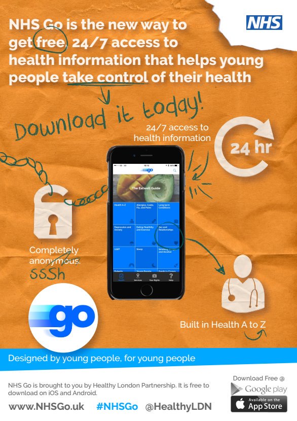 4YPEnfield's tweet photo. Have you downloaded NHS Go the new health app from @HealthyLDN? Designed by young people for young people aged 16-24 https://t.co/cL2Dsik2tc