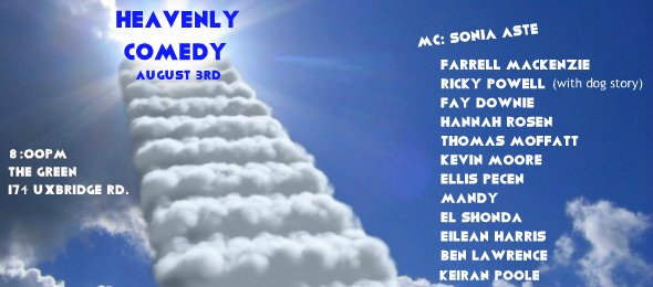 Take the stairway to  @Heavenlycomedy tonight! w @Ricky1Powell @Farrellmac and many more! MC? me!