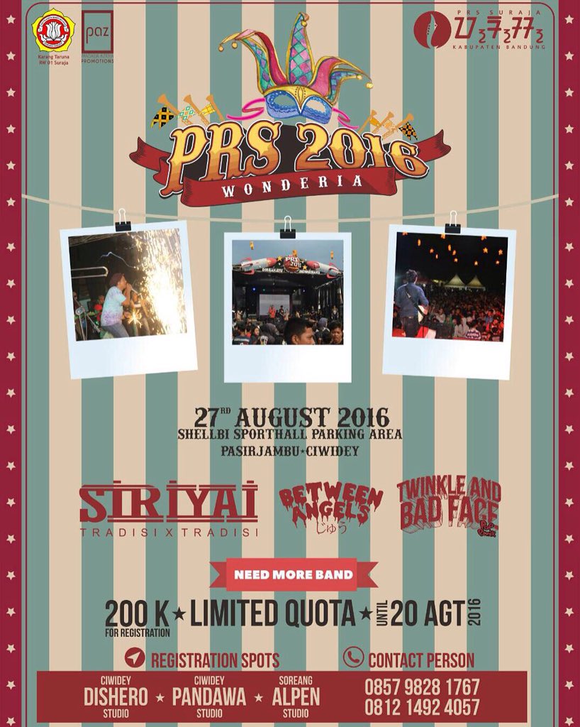 Hallo ciwidey!! Ketemu kami tanggal 27 Agustus. Don't miss it guys at <a href="/prssuraja/">PRS Suraja</a> 2016