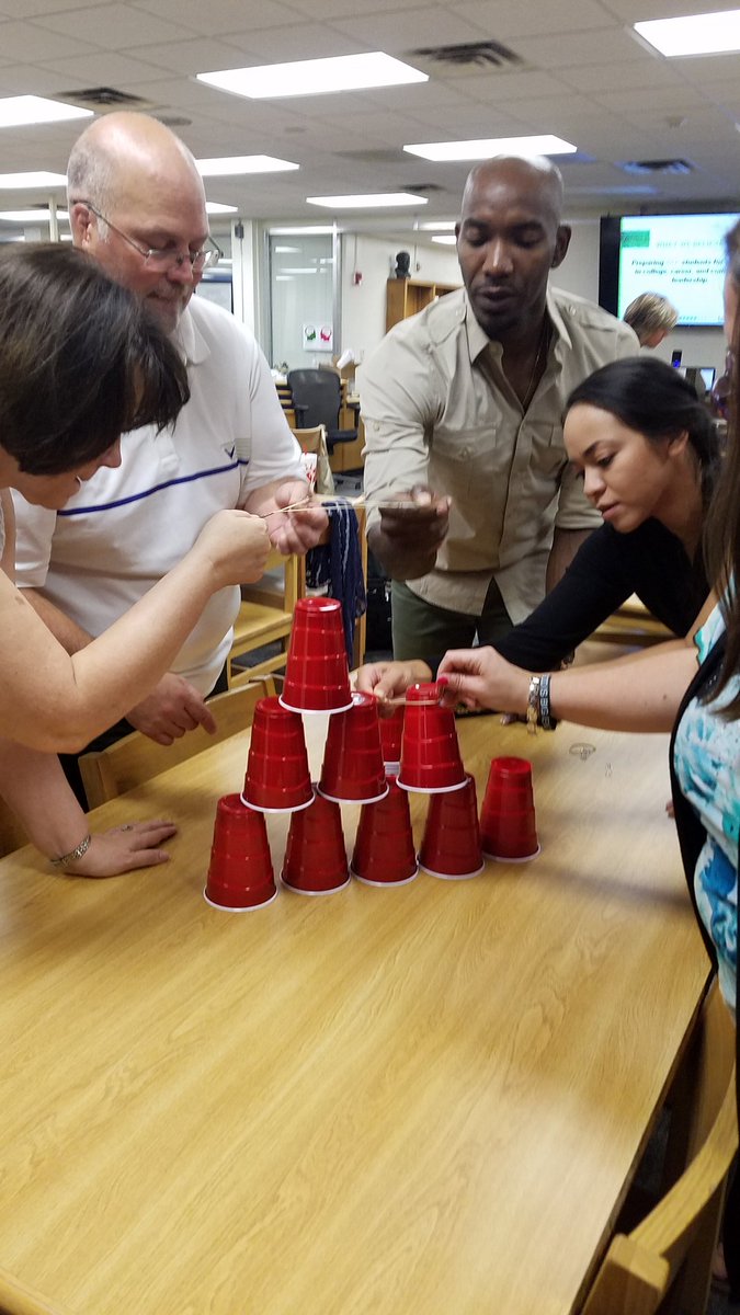 FW_Science's tweet photo. Teams working together to build a larger pyramid. #StackingItUp #TeamBuilding #AllVoicesHeard @DirectorSciFW https://t.co/I43hHmPbRi