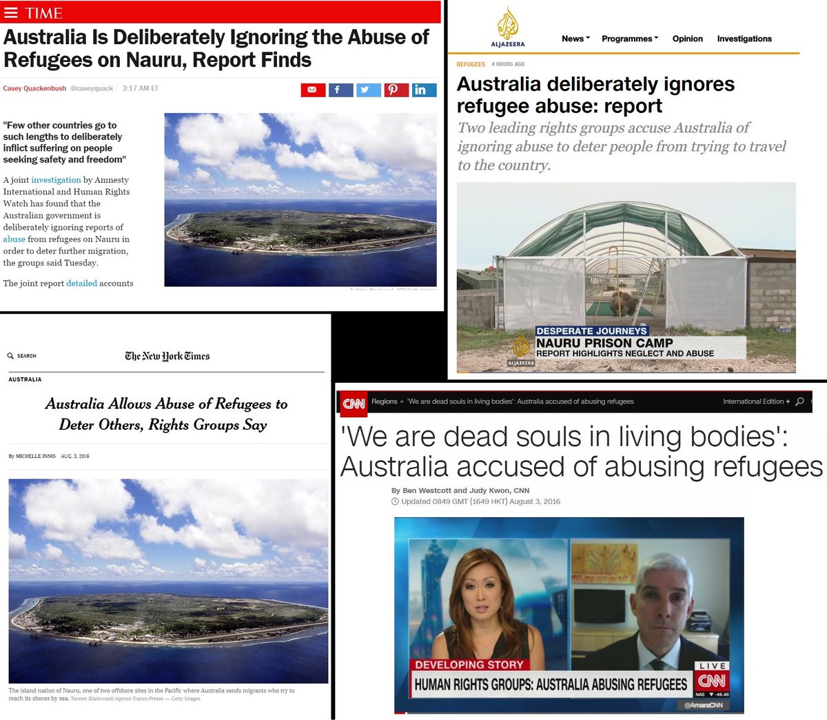 Simon_Cullen's tweet photo. Last week, Australia made international news because of juvenile detention. This week, it's asylum seekers. https://t.co/CHCnI4M9To