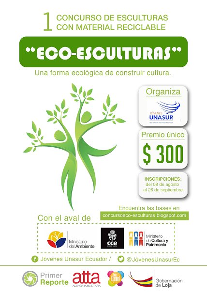 JovenesUnasurEc's tweet photo. @JovenesUnasurEc Organiza Concurso Nacional de ECO ESCULTURAS, para mas información:  https://t.co/2Q0UUei487 https://t.co/pqJNH8SMmN