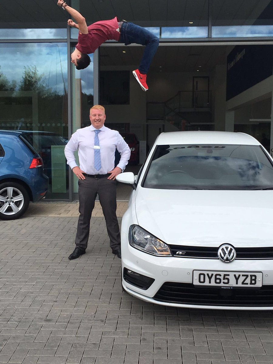 Marshall_VW's tweet photo. Mr Jordan Curd is VERY excited to collect his new Golf R Line from Dave Taylor @RidgewayVW  South Oxford. Wow! https://t.co/qdv1AYfQ9c