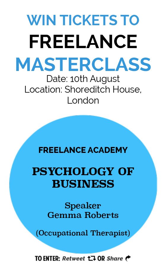 RETWEET &amp; SHARE FOR YOUR CHANCE TO WIN FREE TICKETS TO THE FREELANCE MASTERCLASS: PSYCHOLOGY OF BUSINESS #freelancer