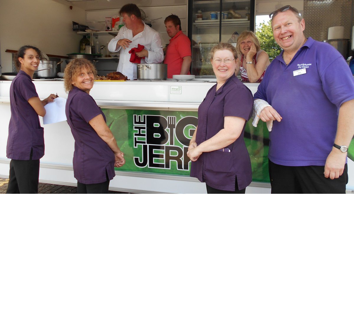The ' Big Jerk' at North Hykeham Day Centre Summer Day! Three-course lunches for forty-five clients and guests.
