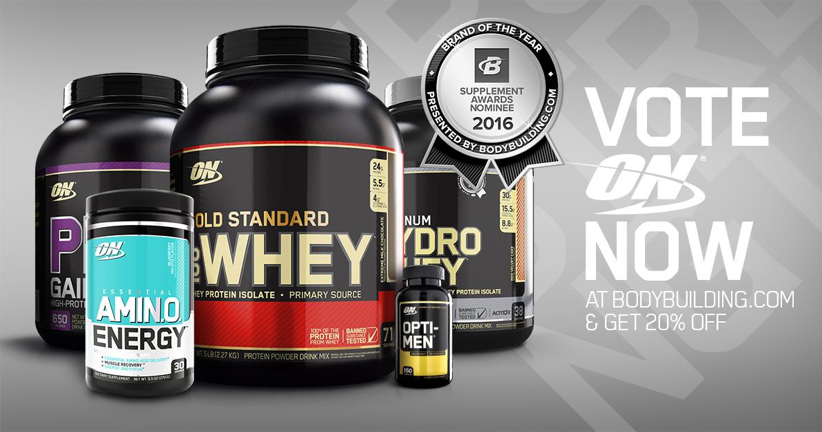 Vote ON for Bodybuilding Awards to receive 20% off nominated products! #ONInsiderContest - sot.ag/5gz7Q