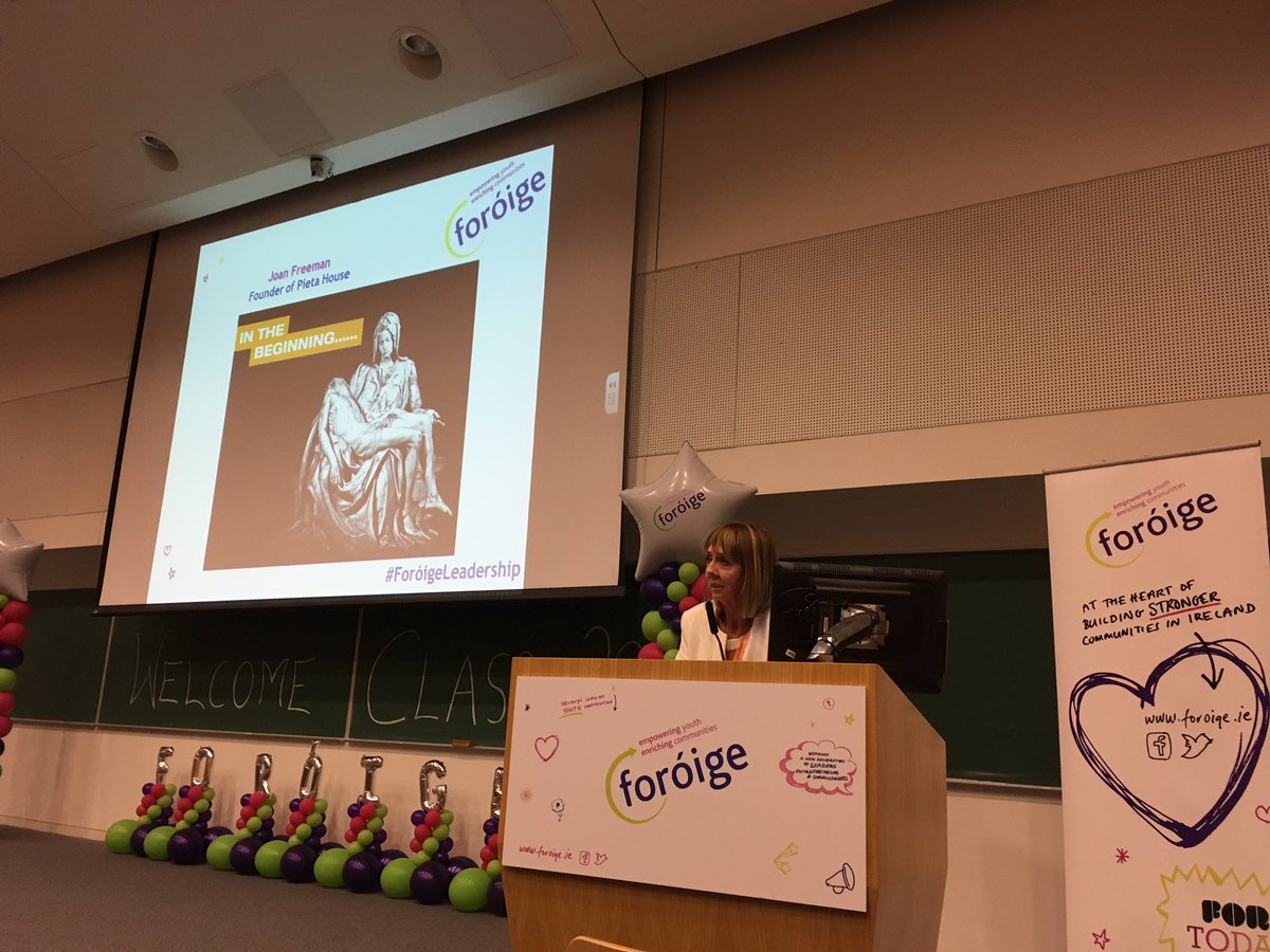 Foroige's tweet photo. Joan Freeman, founder of @PietaHouse, speaking to young people at #ForóigeLeadership https://t.co/DITyMRGi3x