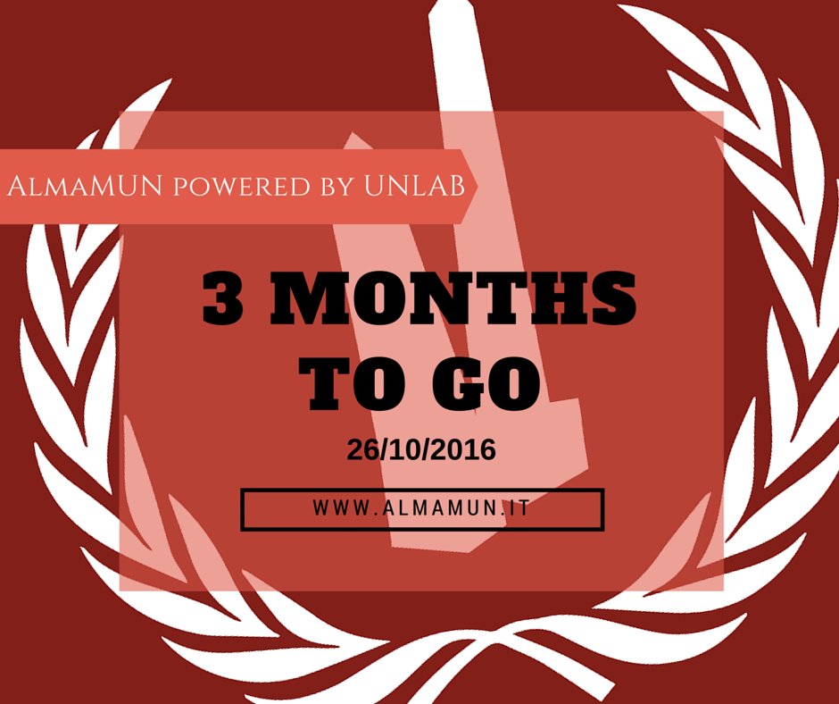 AlmaMUNSociety's tweet photo. Less than 3 months left until the official opening of #AlmaMUN 2016 powered by UNLAB! https://t.co/nXSr6c6HrB