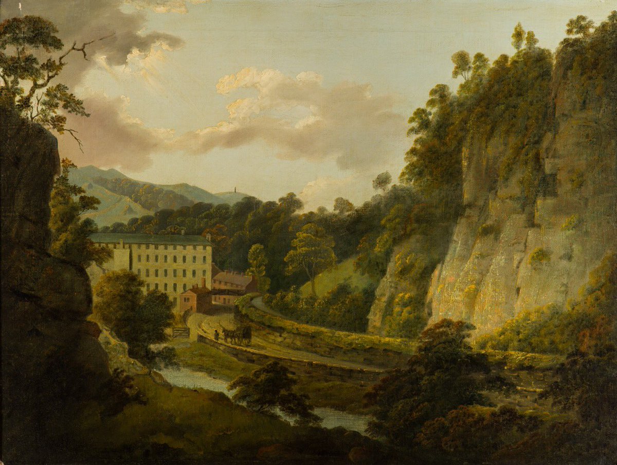 derbymuseums's tweet photo. Sir Richard Arkwright died #otd 1792. Here are his revolutionary Derbyshire mills, painted by Joseph Wright https://t.co/dNN1Ymez15