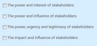 PMHigherLearn's tweet photo. Salience is the model of stakeholder classification based on:
#pmpexam #pmp #pmptest https://t.co/oKrKJGw67b