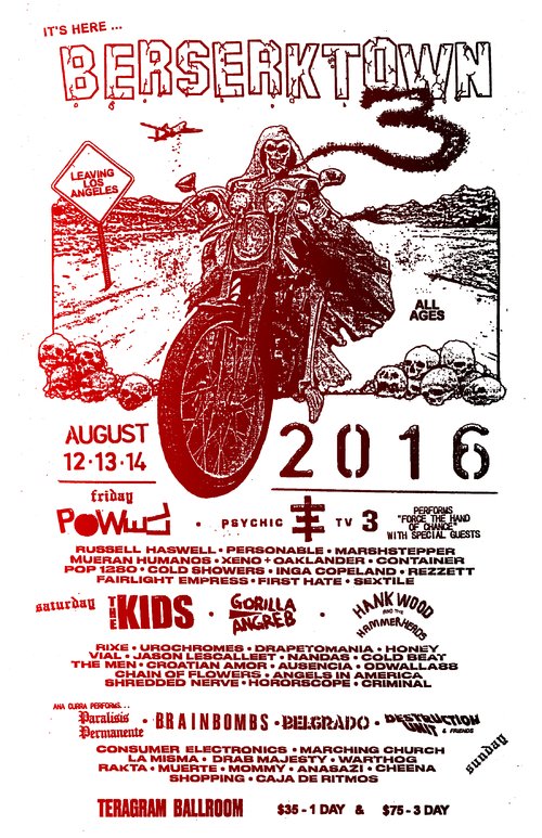 GIVEAWAY| 3-day passes <a href="/berserktownla/">Berserktown</a> <a href="/TeragramLA/">Teragram Ballroom</a> - teragramballroom.com/event/1155333-…. Give a follow &amp; holler 2 <a href="/acherrymary/">mary chellamy</a>