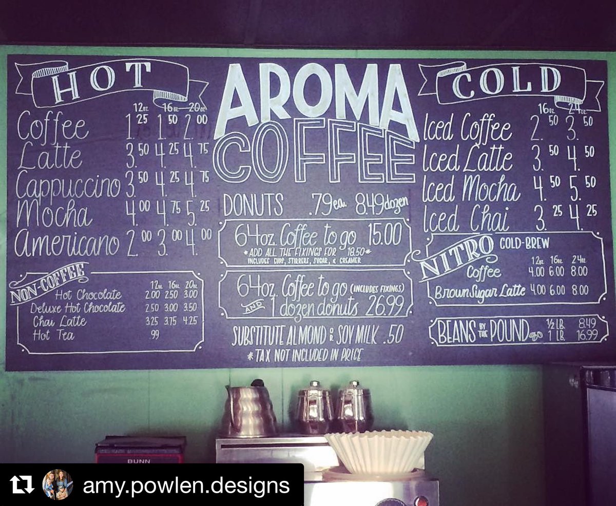 Adored's tweet image. Great #handlettering is all you need #Repost @amy.powlen.designs
Aroma Coffee #chalkart #posca #amypowlendesigns