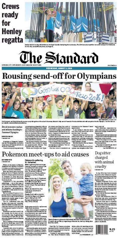 ValerieChalmers's tweet photo. Made the front page 😊 @StCatStandard 
#niagara #localniagara #PokemonGoSTC #ourhomestc
https://t.co/mpliSajdec https://t.co/0Tk8fIkh5T