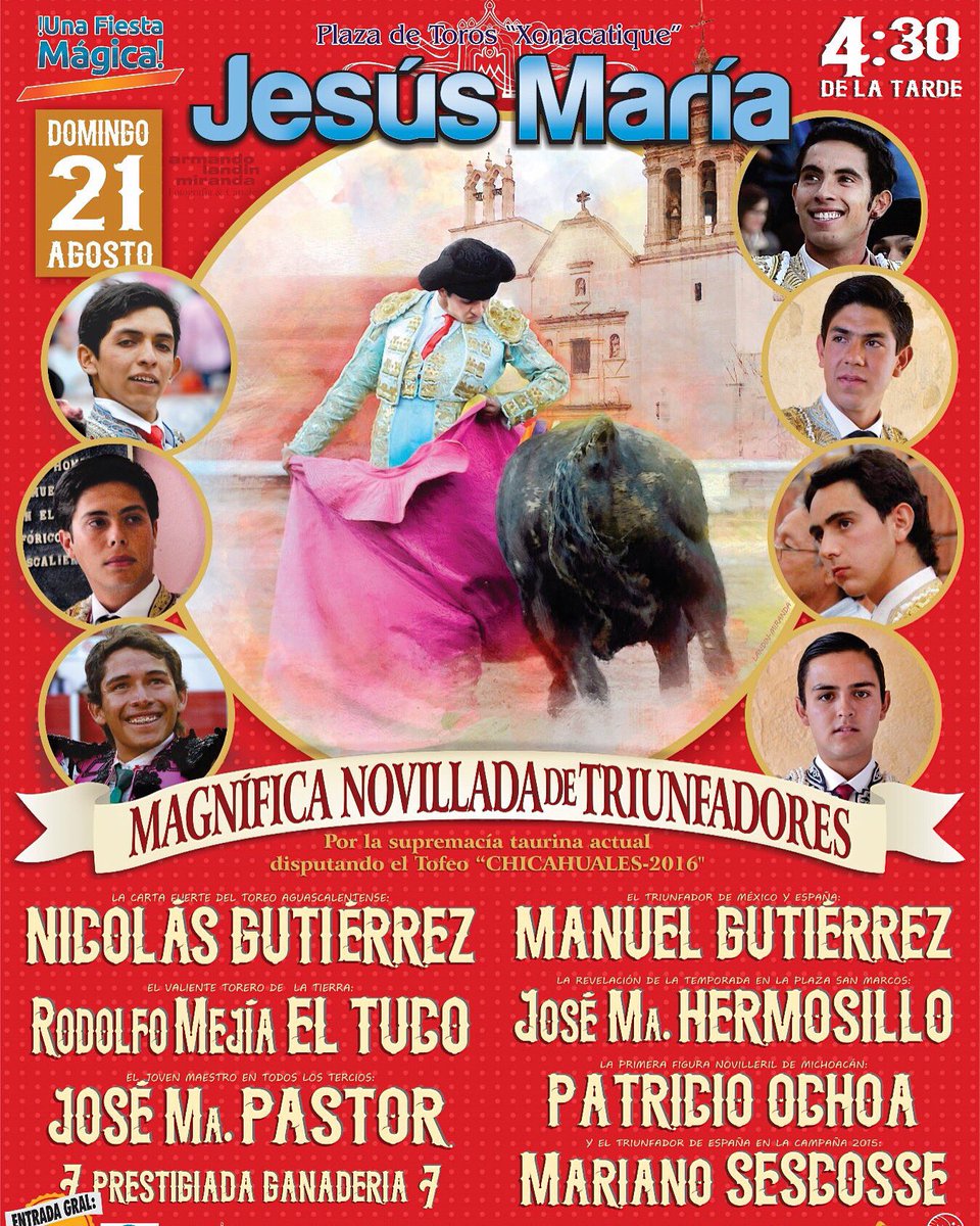 Cada vez a menos días de estar de nuevo cerca de mi tierra los espero a esta importante novillada.