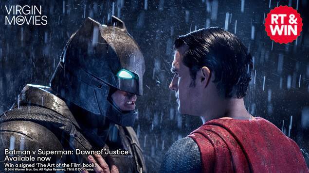 virginmedia's tweet image. Batman v Superman: Dawn of Justice is now available on Virgin Movies. RT for a chance of winning a SIGNED book! ✍🏽