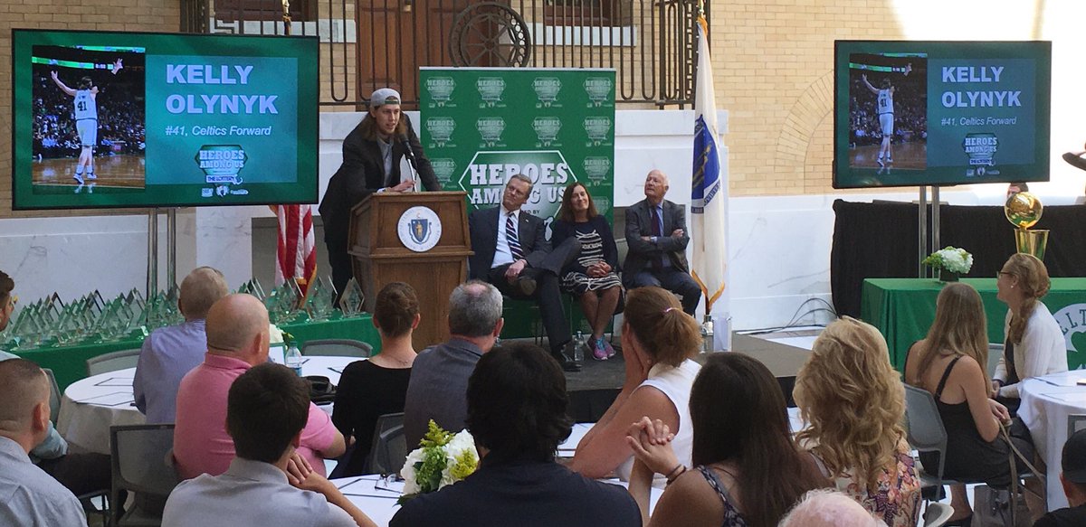 celtics's tweet image. Today at the State House  @KellyOlynyk is celebrating all of last season's Heroes Among Us.