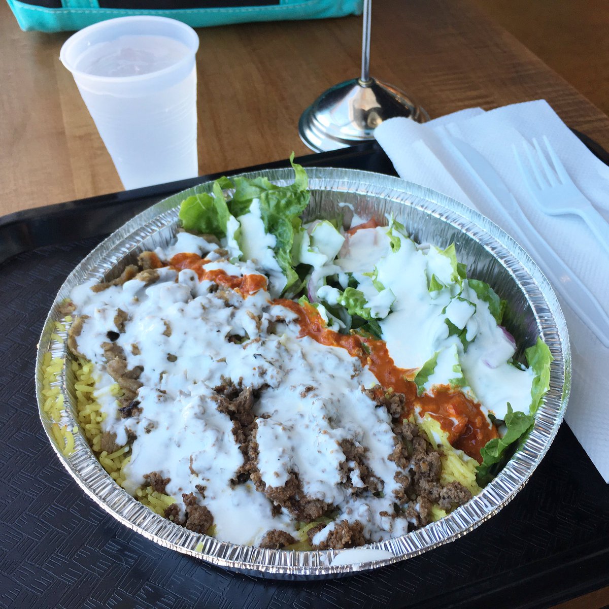 StellaCooks's tweet image. P2: White House Sauce Meat Plate, with a mix of beef shawarma and gyro meat, Halal Corner, Austin 🍲👏🏼