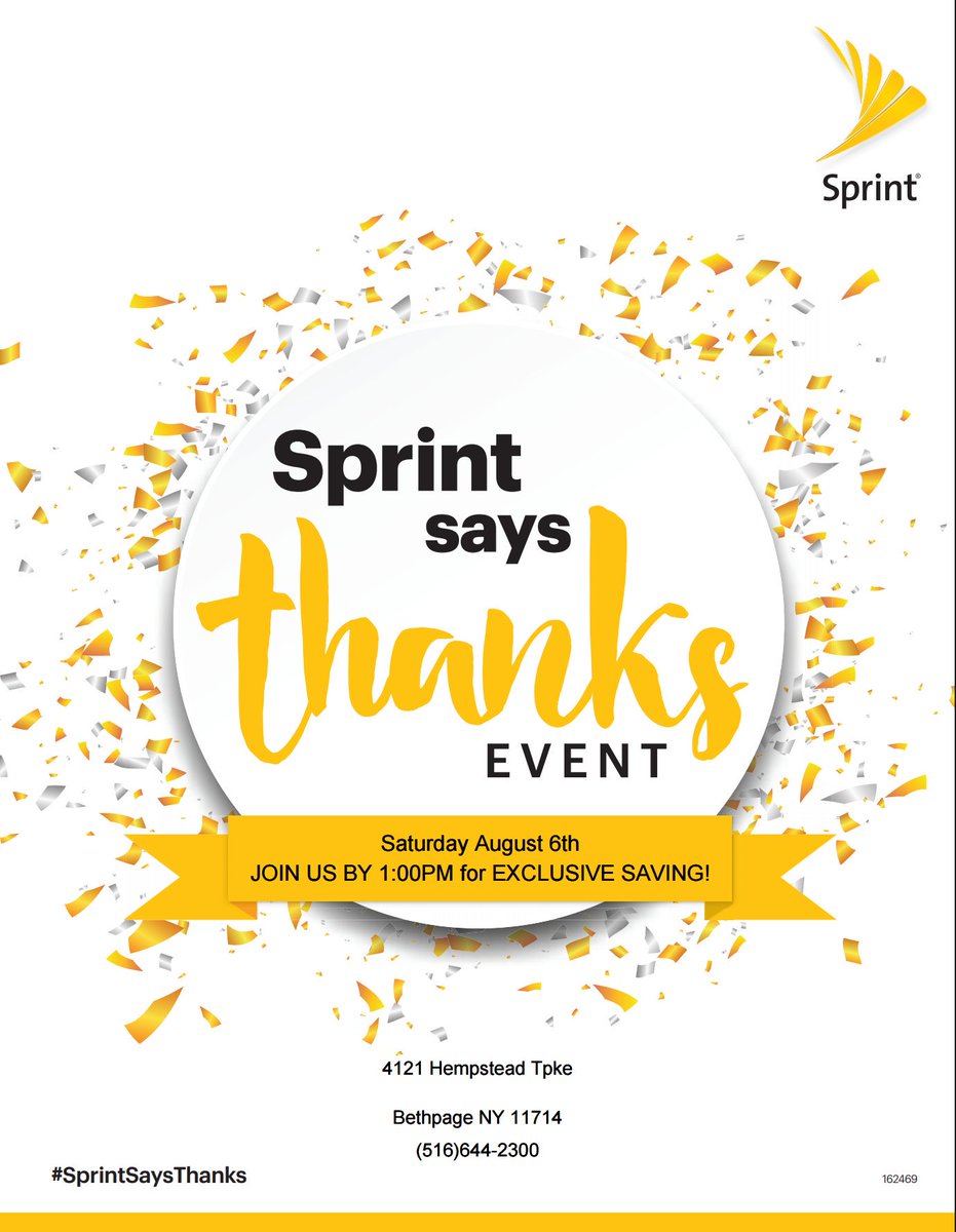 SprintBethPage's tweet photo. Sprint says thanks to you! Come in and figure out what we have in store for you at #BETHPAGE #11714 @LimitlessSprint https://t.co/u3pMG0PsxF