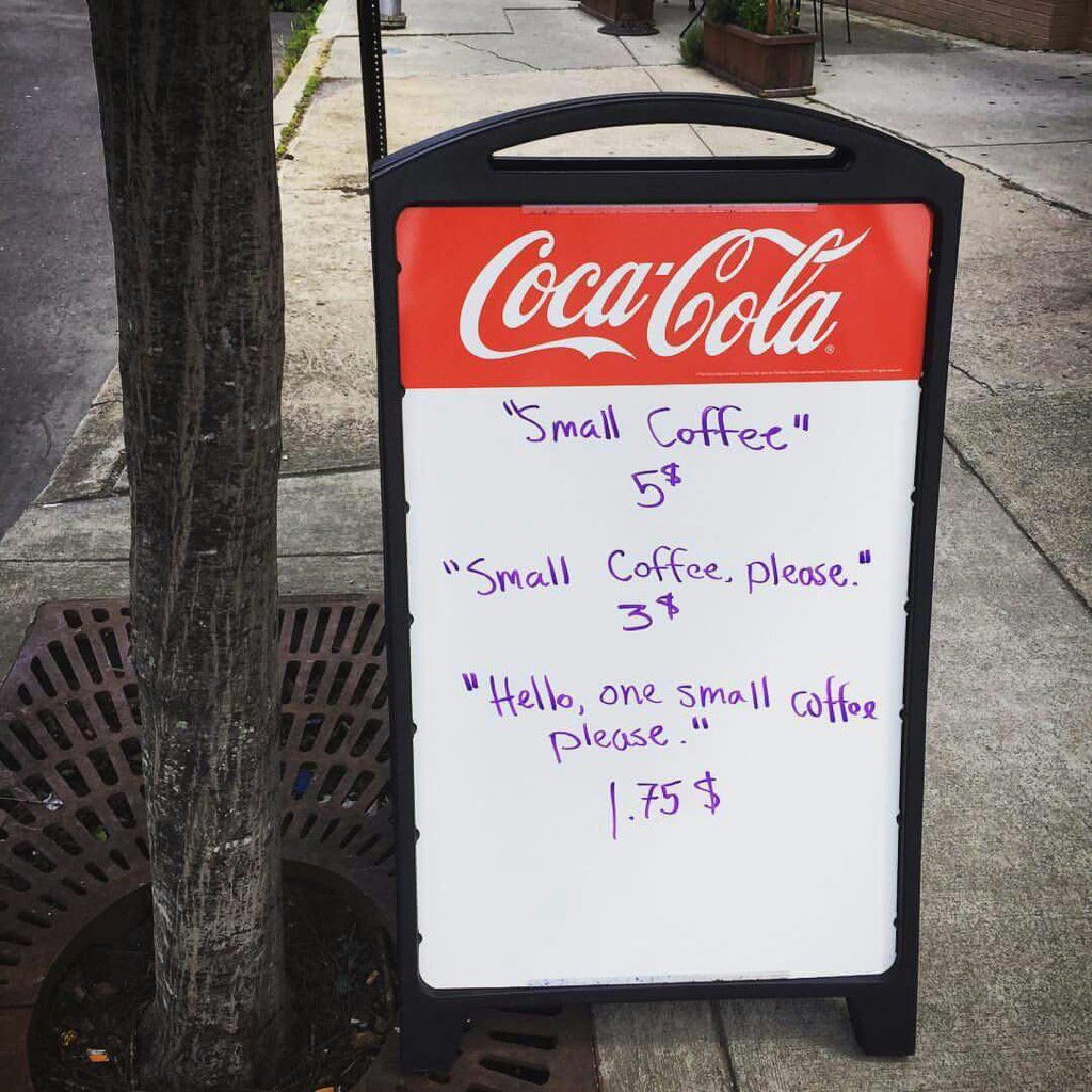 Love this: Politeness-based pricing