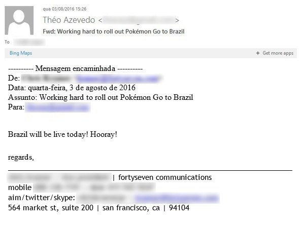 PokemonGoCGMS's tweet photo. A UOL liberou o e-mail que fala sobre o lançamento de Pokemon GO ser hoje:
#PokemonGO https://t.co/A0hM0Frgsz