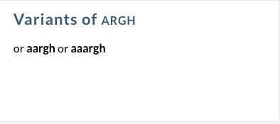 We recognize 3 spellings of 'argh': argh, aargh, and aaargh. #amediting merriam-webster.com/dictionary/argh