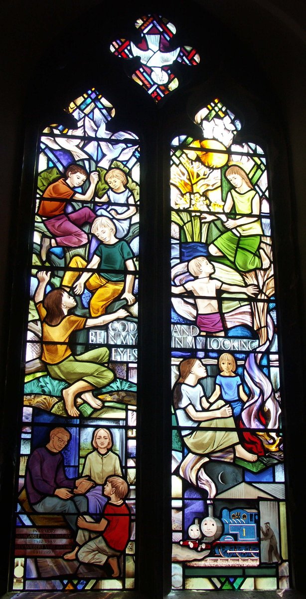 <a href="/MrTimDunn/">Tim Dunn</a> There's a stained glass window to Rev Awdry in Rodborough church featuring Thomas (photo:church website)