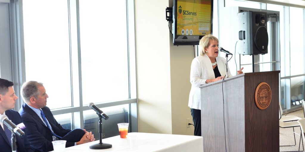 WalmartOrg's tweet photo. “We strive to strengthen regional & state level eco-systems serving vets & military families” Kathy Cox at #SCServes https://t.co/phsq5kcUH1