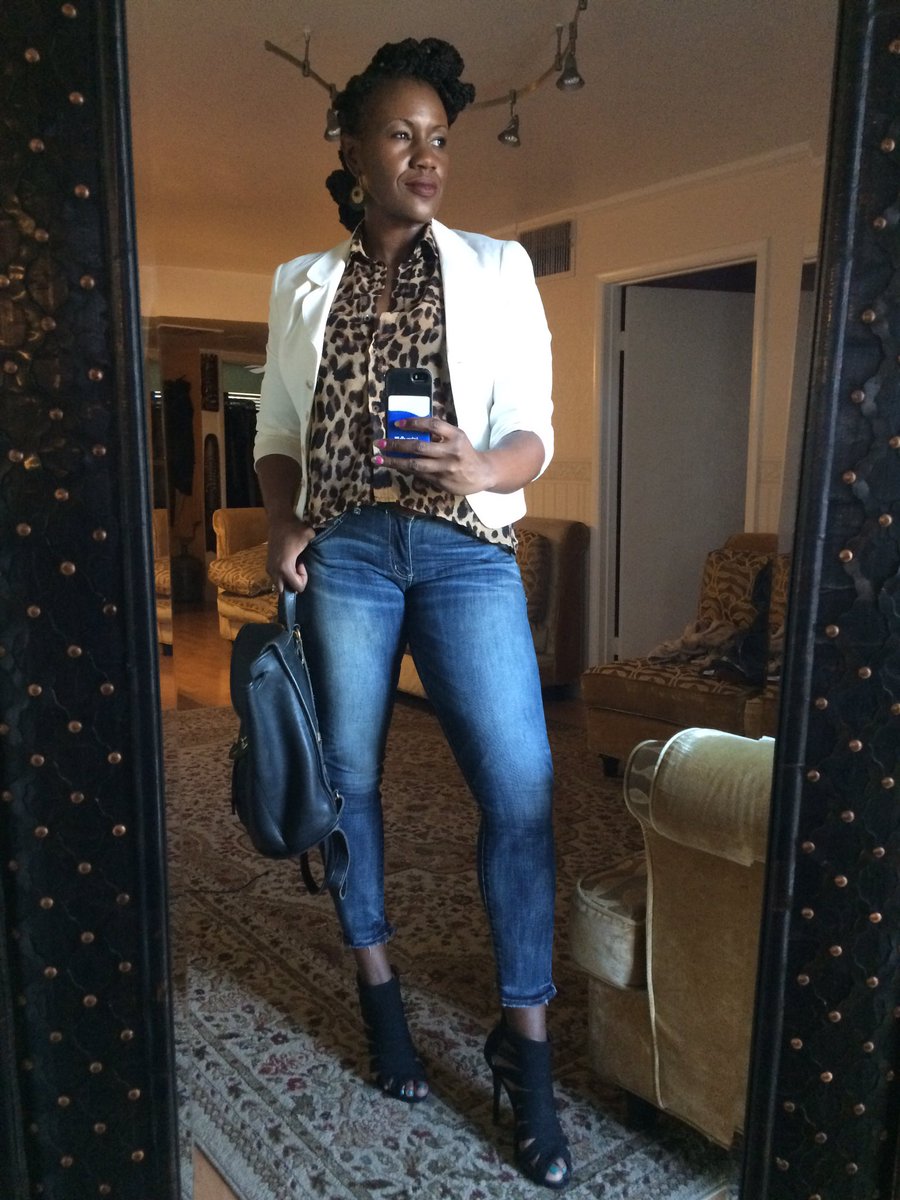 Switched it up a little. Serving low key chic while mixing old with new on this chocolate skin #tgif #CasualFriday