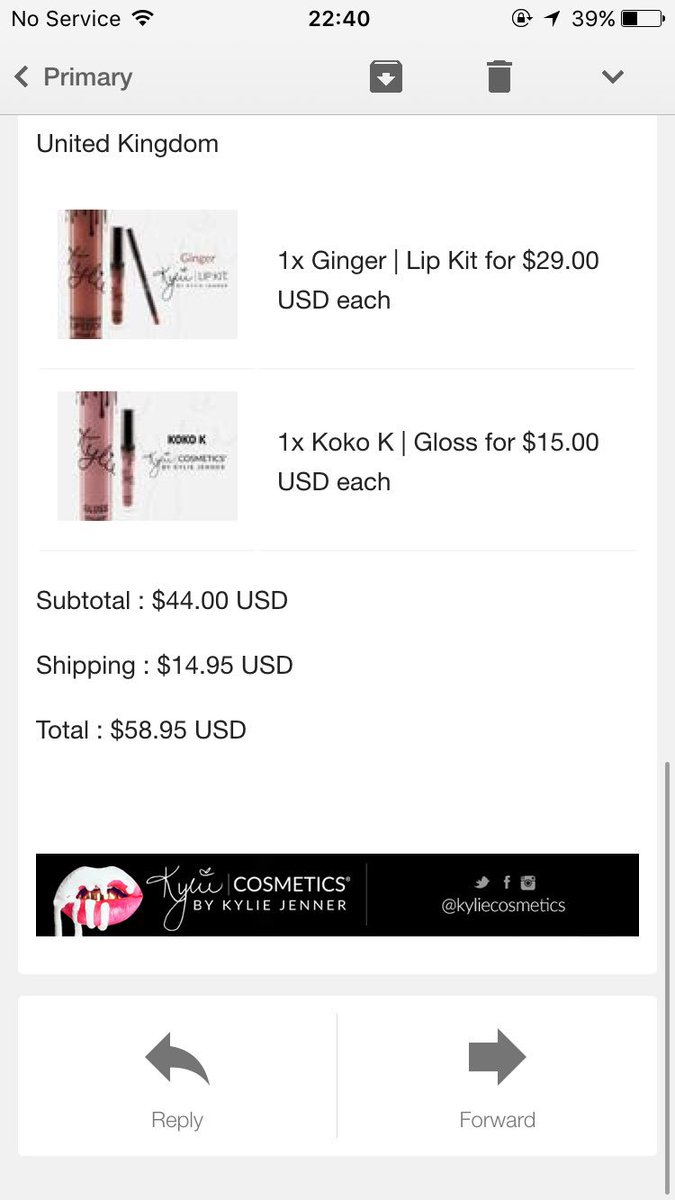Emilly_JimmyBob's tweet photo. Finally got KoKo K gloss and also ginger to add to my @KylieJenner collection 😍💕 #SoInLove https://t.co/BJFZWFygxY
