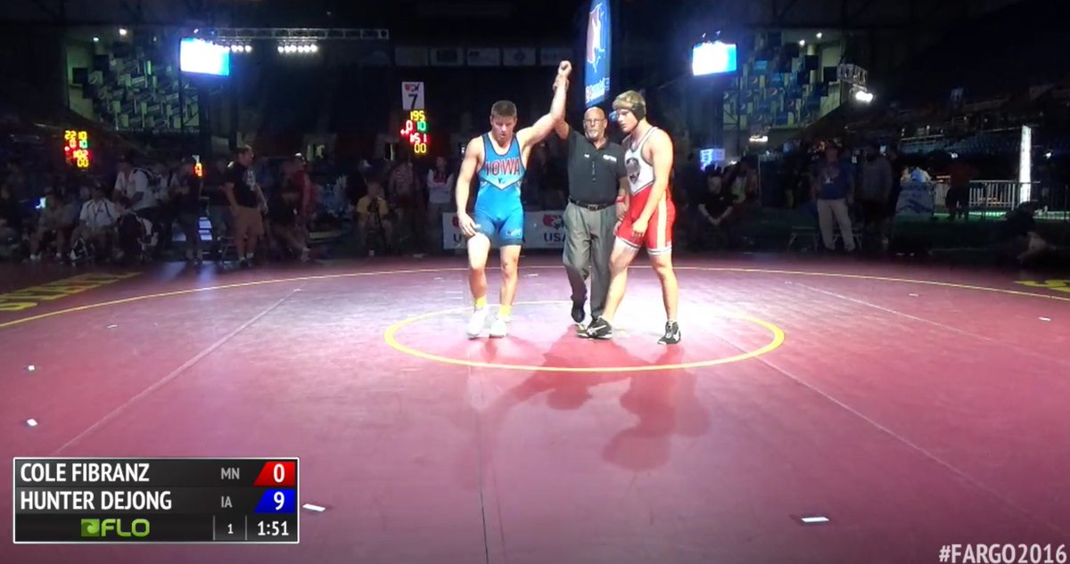 IAwrestle's tweet photo. Hunter Dejong will finish strong with a 10-0 TF for 7th place. #Fargo2016 #CadetFS https://t.co/1cNDTBGjOP