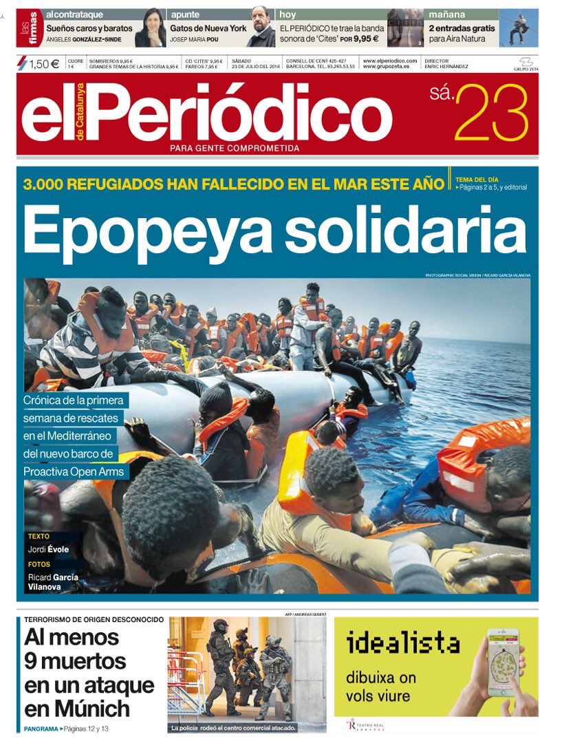 Portadón. 
Mañana hay que comprar <a href="/elperiodico/">El Periódico</a>  .Escribe <a href="/jordievole/">Jordi Évole</a> y las fotos son de R.G Vilanova. #refugiados