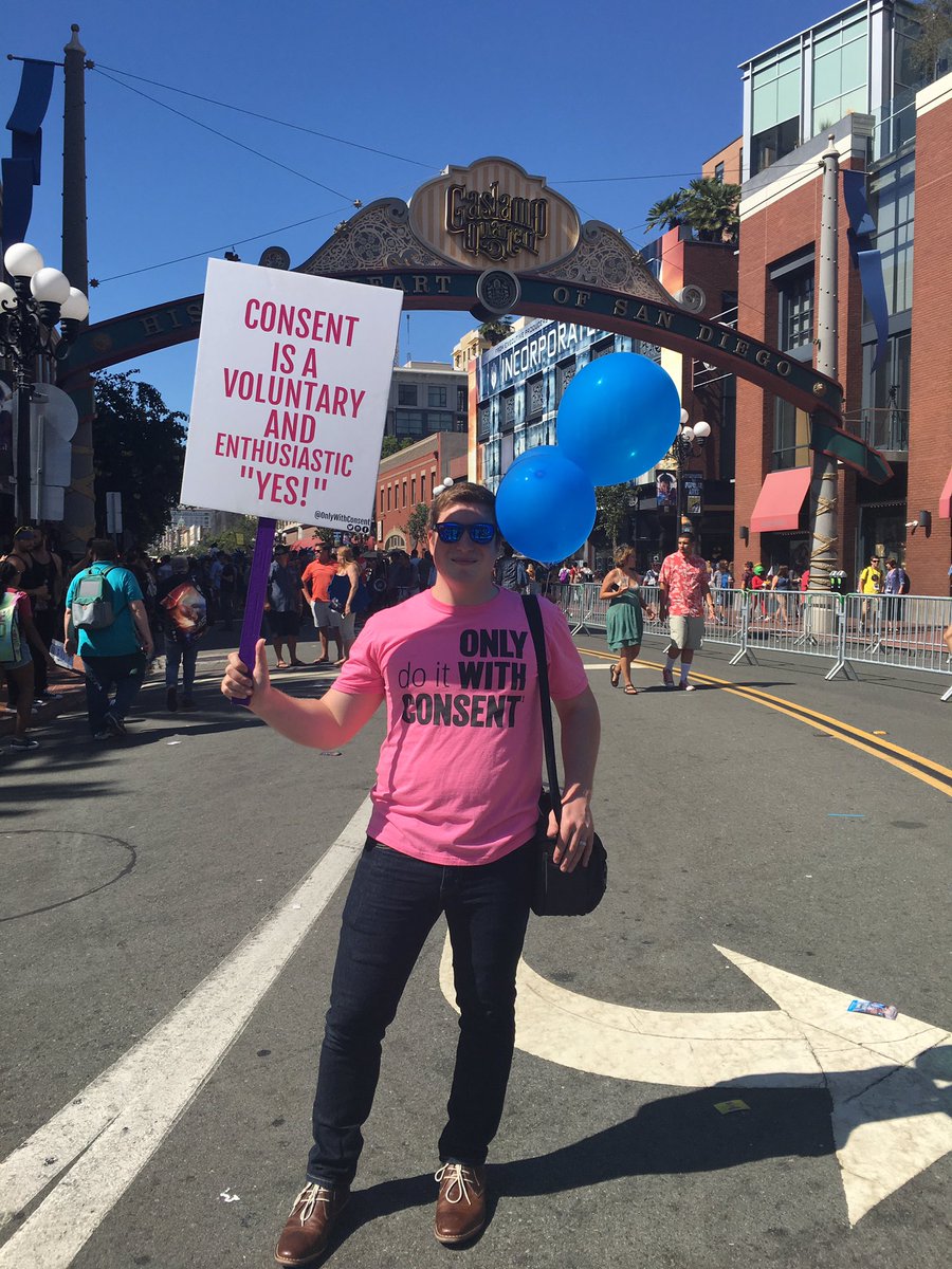 OnlyWithConsent's tweet photo. We're back out here and have more stickers for you! If you see one of us ask for a sticker. :) #sdcc2016 https://t.co/9H3R5f2u0U