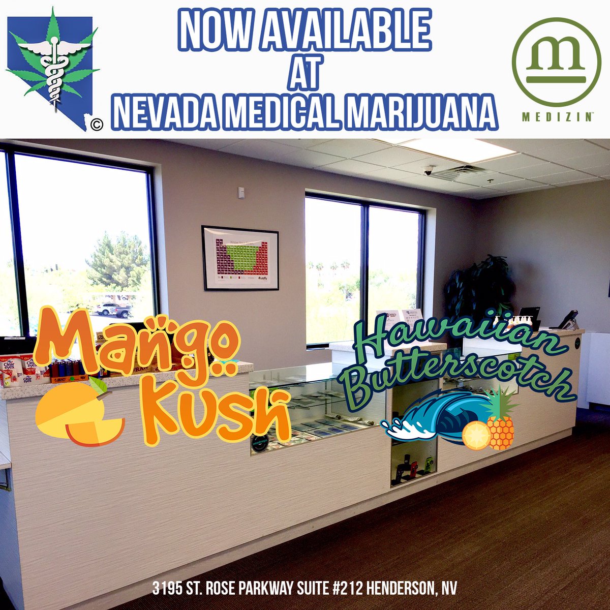 medizinlasvegas's tweet photo. Come down to @NevadaMMJ for our Mango Kush and Hawaiian Butterscotch! https://t.co/EYCpdK7IYF