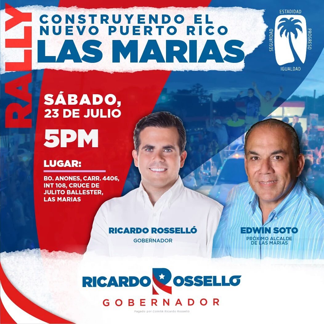 MarilynC72's tweet photo. RALLY!!
Construyendo el #NuevoPR 
Acompaña a nuestro próximo Gobernador @ricardorossello 
#LasMariasPNP #AguadaPNP https://t.co/LaQiEUly9l
