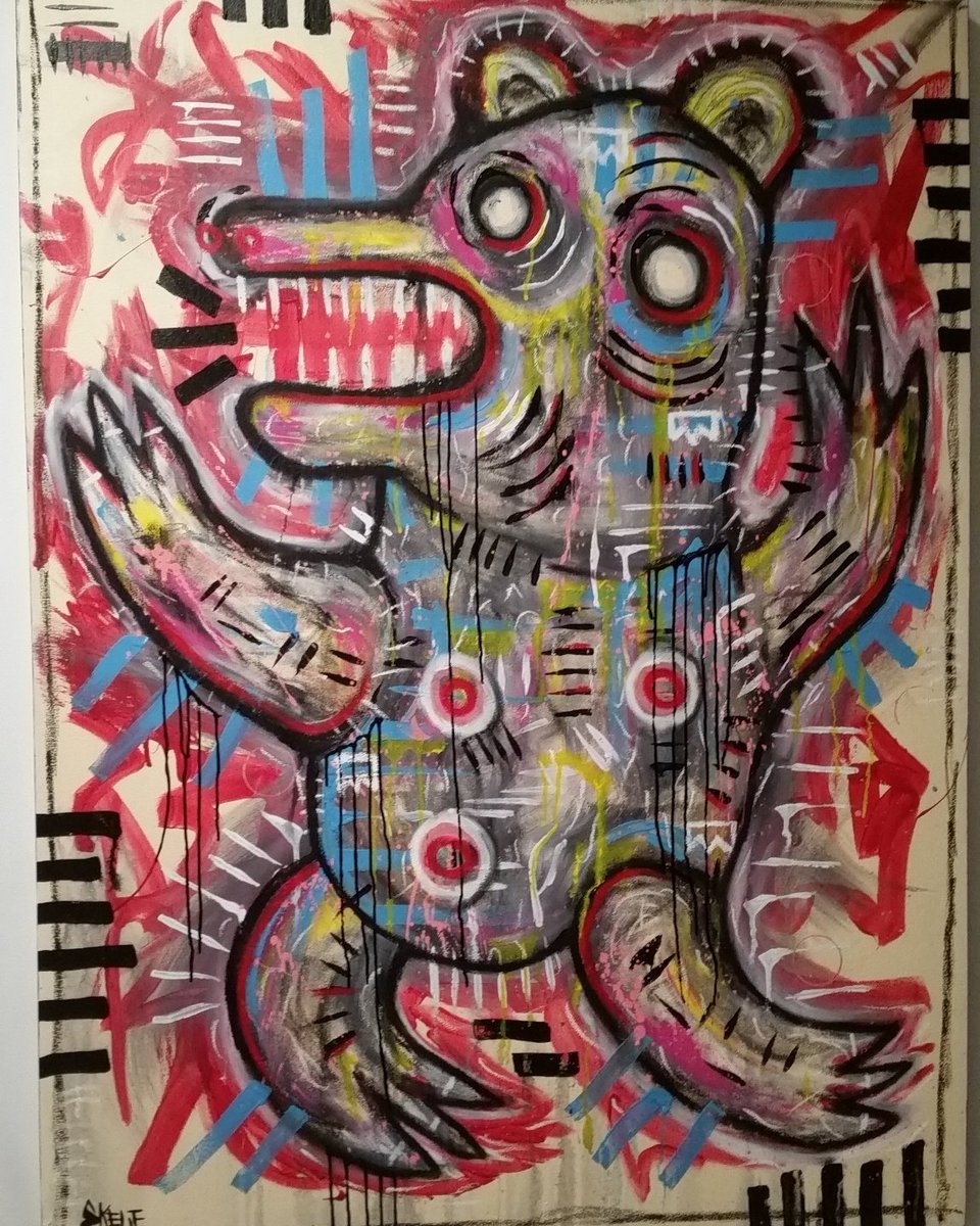 iamSKELE's tweet photo. "Bare Bear" New #mixedmedia on #canvas #jeffskele #dallasartist #txartist #art #handmade #street #paint #dope https://t.co/WJEYUyJN68
