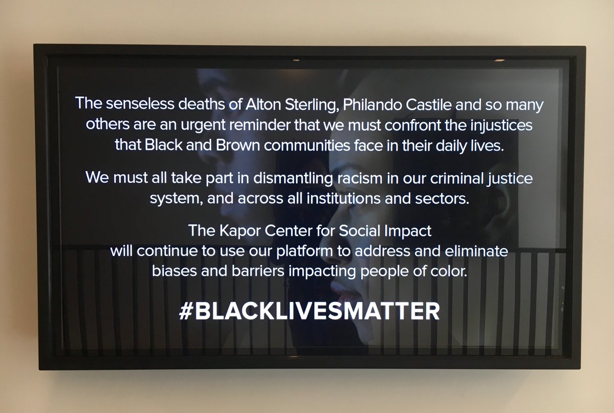 We want all who walk through the doors of the Kapor Center to know - we stand in solidarity #BlackLivesMatter