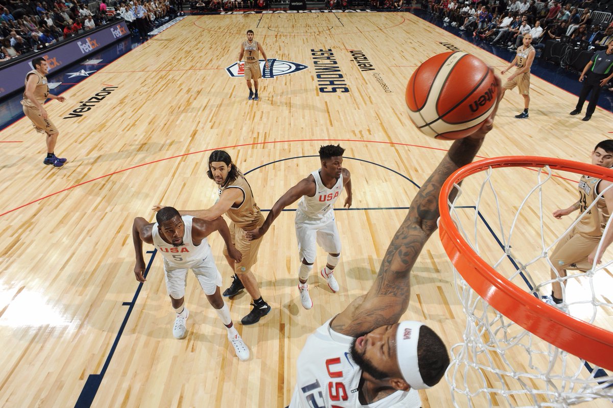 NBA's tweet photo. The @usabasketball #USABMNT leads Argentina 80-57 after 3 on @NBATV... Cousins with 12p, 14r and PG has 16 https://t.co/ZIZTG1k7rT