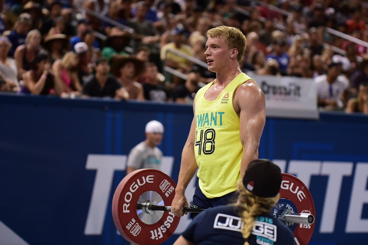 CrossFit's tweet photo. Samuel Kwant, the youngest male competitor @CrossFitGames put up the fastest time in heat 3 (11:37). #DoubleDT https://t.co/jeWYM1RXaG