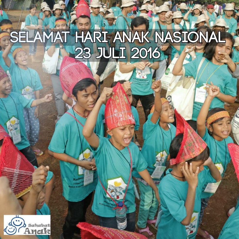 sahabatanak's tweet photo. Selamat Hari Anak Nasional. Kiranya anak Indonesia memperoleh kesempatan yang sama untuk terpenuhi hak2Nya. #HAN2016 https://t.co/Kkq9wfYBRY