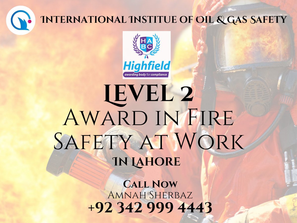 Amnah_iiogs's tweet photo. #HABC Session commencing in Lahore for #HABC Level 2 Award in Fire Safety at Work #firesafety #hse
Call:
03429994443 https://t.co/SB7lr5JwPD