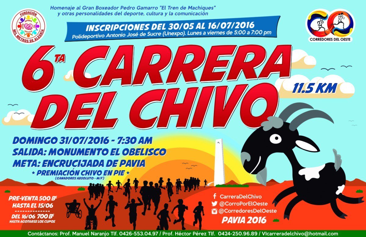madayn's tweet photo. Hoy #RuedaDePrensa de la Sexta Carrera del Chivo Pavia 2016. Restaurant El Molino (Pavia) 10:00 am @NotiPromar https://t.co/Qsmrhz7k02