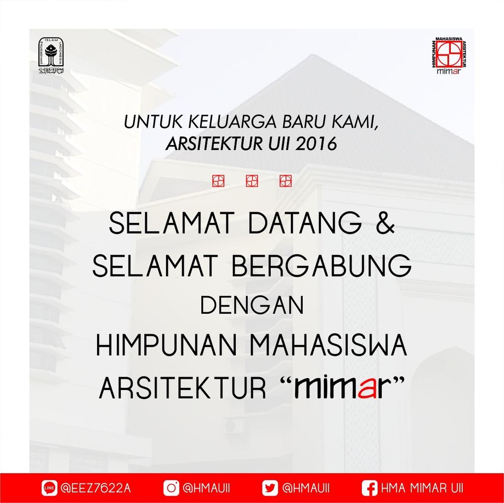 HMA mimar (@hmauii) on Twitter photo Hallo keluarga baru kami ARSITEKTUR UII 2016, Selamat datang & Selamat bergabung^^ <a href="/ArsitekturUII16/">ArsitekturUII2016</a> Hallo keluarga baru kami ARSITEKTUR UII 2016, Selamat datang & Selamat bergabung^^ <a href="/ArsitekturUII16/">ArsitekturUII2016</a>