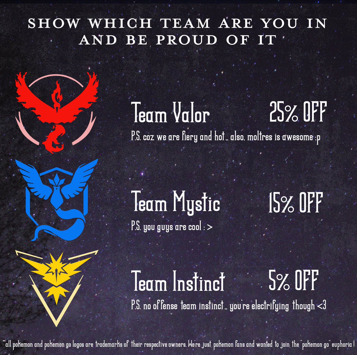 Special offer only for Pokeball Waffles! Show which team are you in and tadaa! Enjoy the discount! 😍#PokemonGO