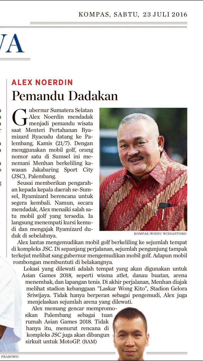 raden_kemala's tweet photo. #AlexNoerdin ajak Menhan #Ryamizard keliling Komplek Jakabaring Sport Citty dgn gaya tour guide menaiki mobil golf https://t.co/4D3G5E8qhk