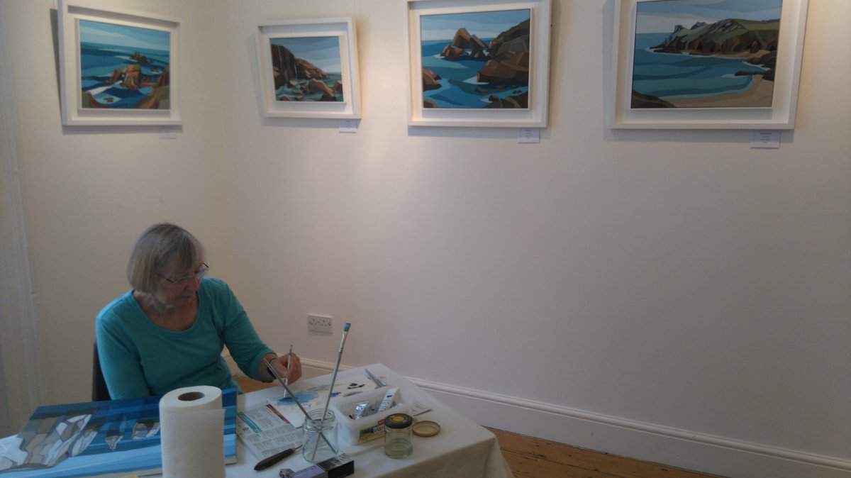thepolyguild's tweet image. Caz Scott at work on the last day of her exhibition at @PolyFalmouth today #Falmouth