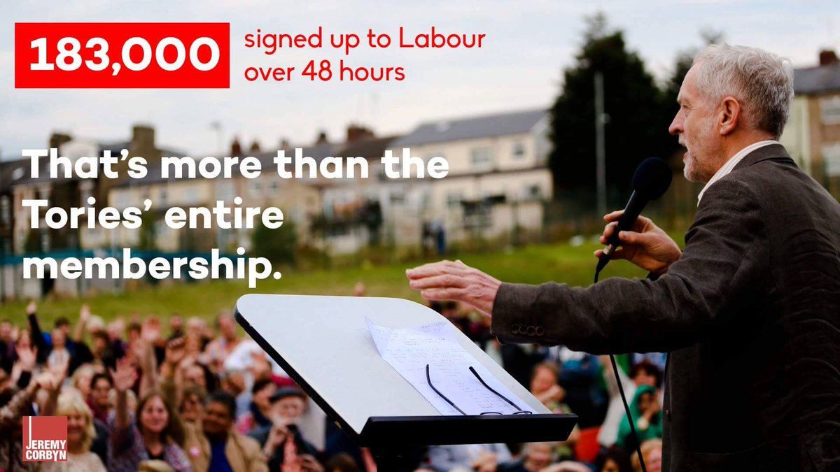 ForTheMany2020's tweet photo. Just a reminder -we had more sign ups than the Tory Party has members! #JeremyForLabour https://t.co/skgLUzsjrg